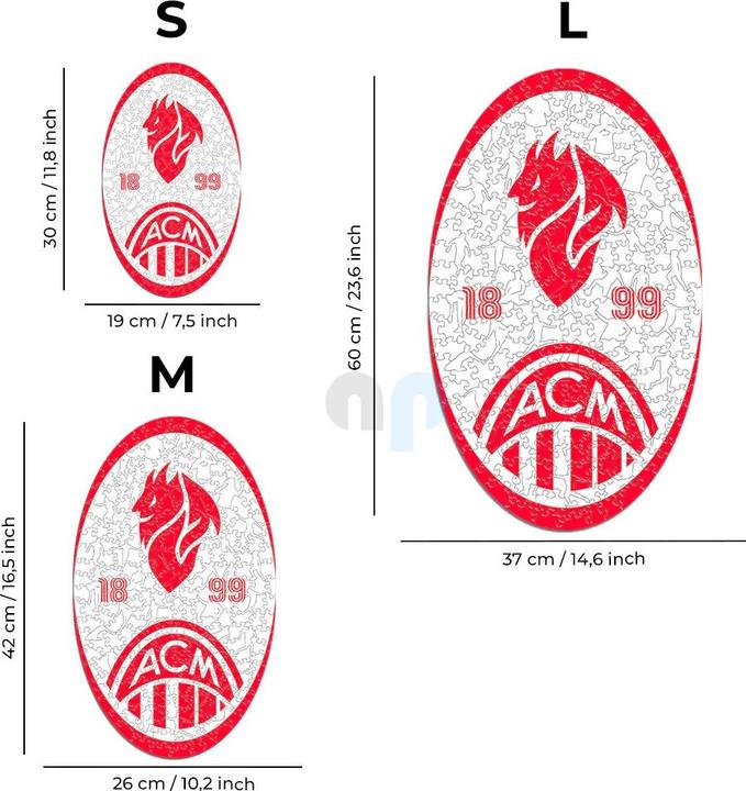 Actual product image Iconic AC Milan - Retro Logo - Wooden Puzzle Size L (500 pieces) (500 pieces)