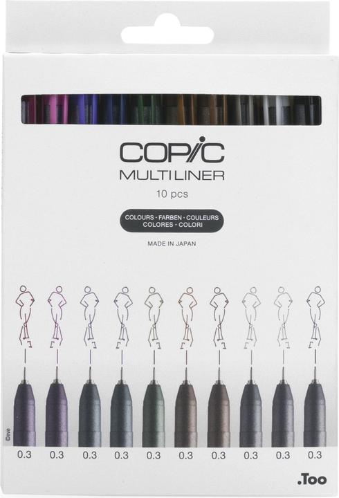 Produktbild Copic Multiliner Color Set, 0,3mm, 10 Stück (Olive, Lavender, Sepia, Schwarz, Warm Gray, Cool Gray, Pink, Brown, Wine, Cobalt, 10 x)