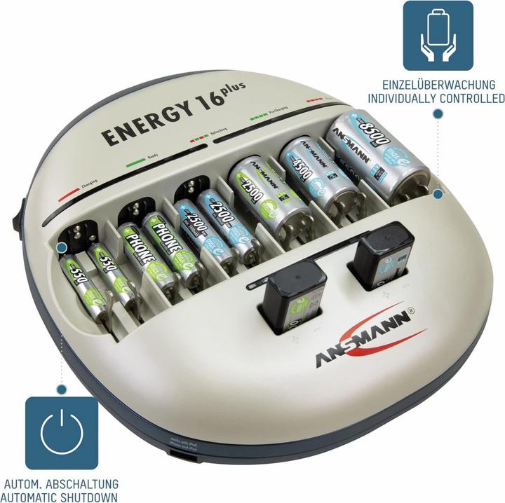 Image du produit Ansmann Énergie 16 Plus (1 pcs, C, D, AA, AAA, 9V Block, Chargeurs sans batterie)