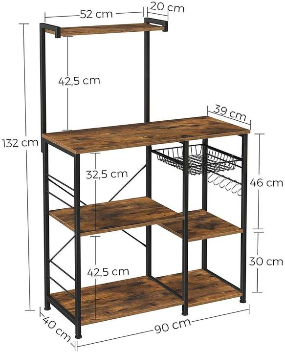 Actual product image Vasagle Küchenregal (90 x 40 x 132 cm)