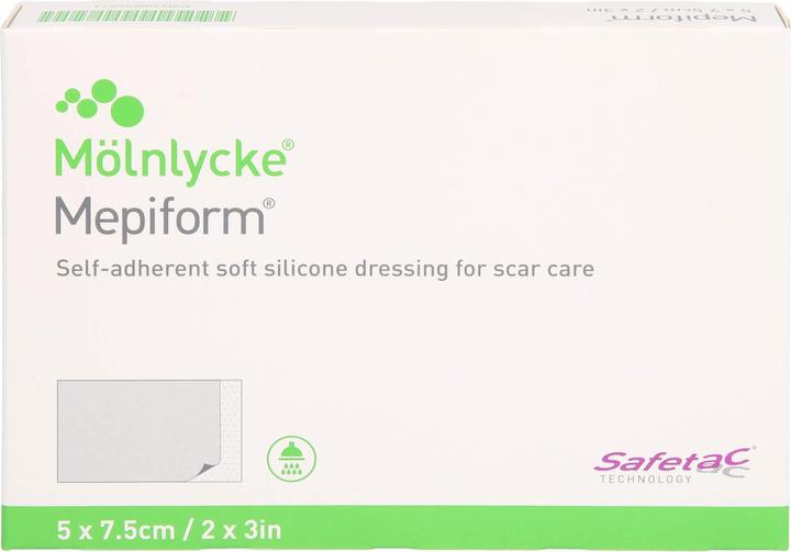 Actual product image Mölnlycke Mepiform 5 x 7.5 cm silicone dressing for scar treatment, 5 pcs. Wound dressings