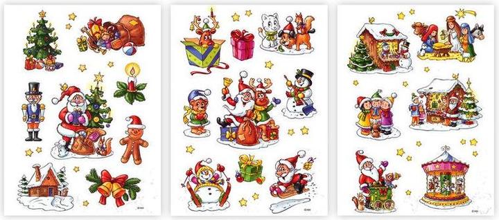 Produktbild Hermex 9er Set Fensterbilder Weihnachtsmotive Sticker Haftbild Fensterdeko