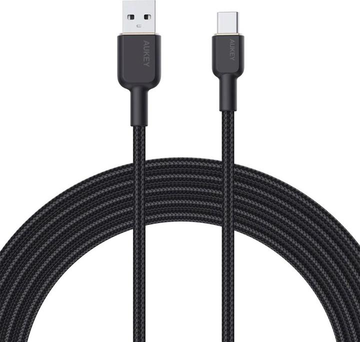 Actual product image Aukey CB-NAC1 USB-C Type-C Power Delivery PD 60W 3A 1m Nylon Black (1 m, USB 3.0)