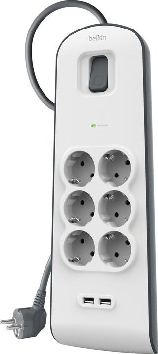Produktbild Belkin Steckdosenleiste 6-fach + 2xUSB-A, 2m Kabel BSV604vf2M-V2 (6 x, USB, 2 m)