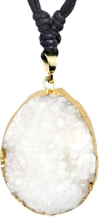 Actual product image Star Piercing Necklace black pendant made of quartz druzy agate stone (Brass, Mineral)