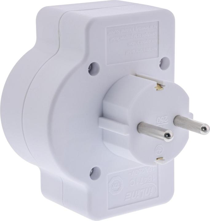 Actual product image InLine Socket outlet adapter with switch, earthing contact plug to 2x Euro socket + 1x earthing contact (CEE 7/3, 3 x)