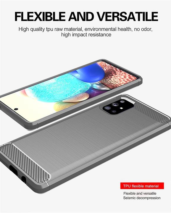 Produktbild Cadorabo TPU Ultra Slim carbon edelstahl Kombi Cover (Samsung Galaxy A71 5G)