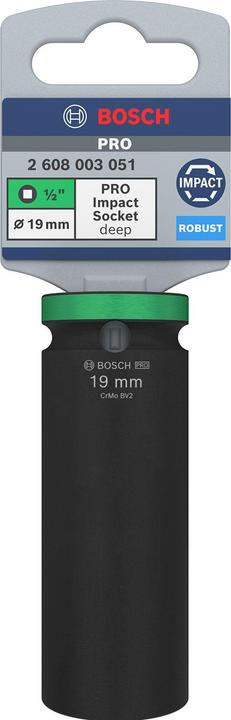 Produktbild Bosch Professional Zubehör PRO Impact Steckschlüsseleinsatz, 1/2", 19 mm, tief (19 mm)
