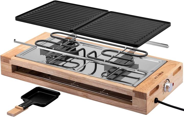 Productafbeelding KLAMER Raclette 8 Personen 1500W Raclette Grill mit Holzgestell