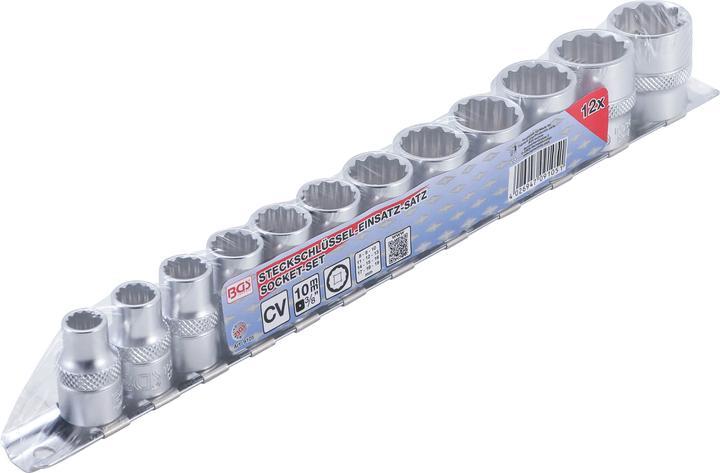 Produktbild BGS Steckschlüssel-Einsatz-Satz, Zwölfkant Antrieb Innenvierkant 10 mm (3/8") SW 8 - 19 mm 12-tlg.