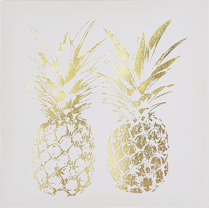 Actual product image Beliani Canvas painting pink / gold pineapple motif set of 3 30 x 30 cm APESIKA (30 x 30 cm)