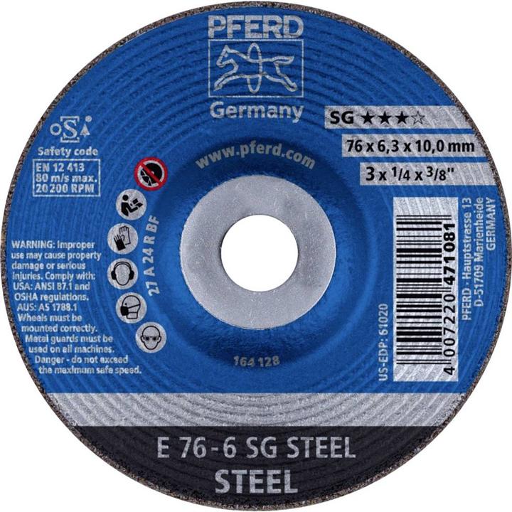 Produktbild Pferd 62208626 E 76-6 SG STEEL/10,0 Schruppscheibe gekröpft Durchmesser 76 mm Bo