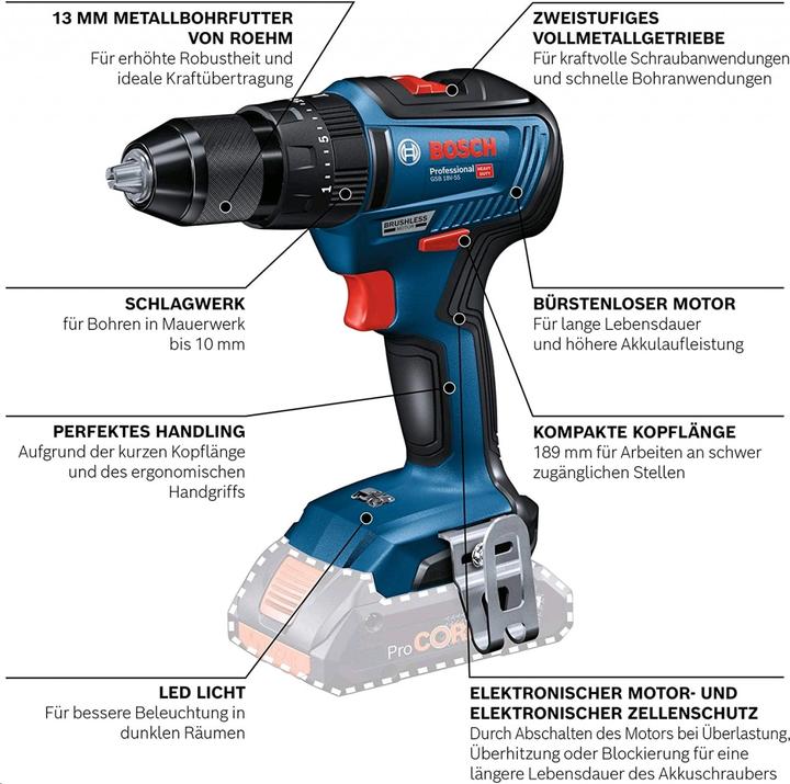 Immagine prodotto Bosch Professional GSB 18V-55 (Batteria ricaricabile)
