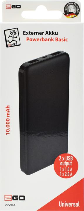Actual product image 2GO Powerbank Basic 10000mAh (10000 mAh, 37 Wh)
