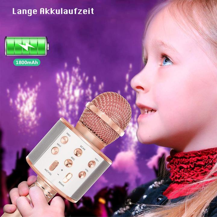 Produktbild Esmée Karaoke-Mikrofon mit Bluetooth, AUX & Lautsprecher – Roségold (iOS/Android)