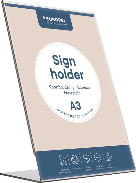 Image du produit Europel Présentoir de table Acrylic, DIN A3 vertical, en verre (A3)