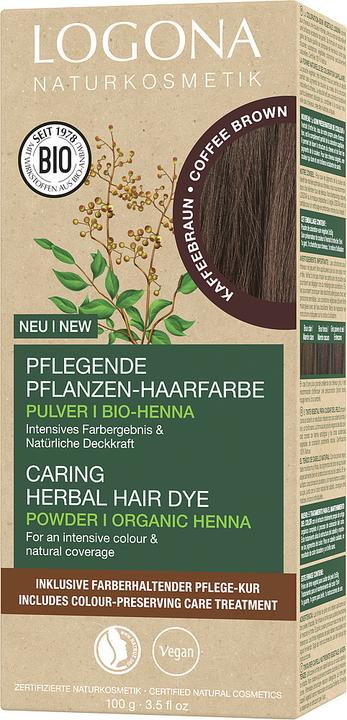 Logona Teinture végétale en poudre pour cheveux, brun café (090 Brun foncé)