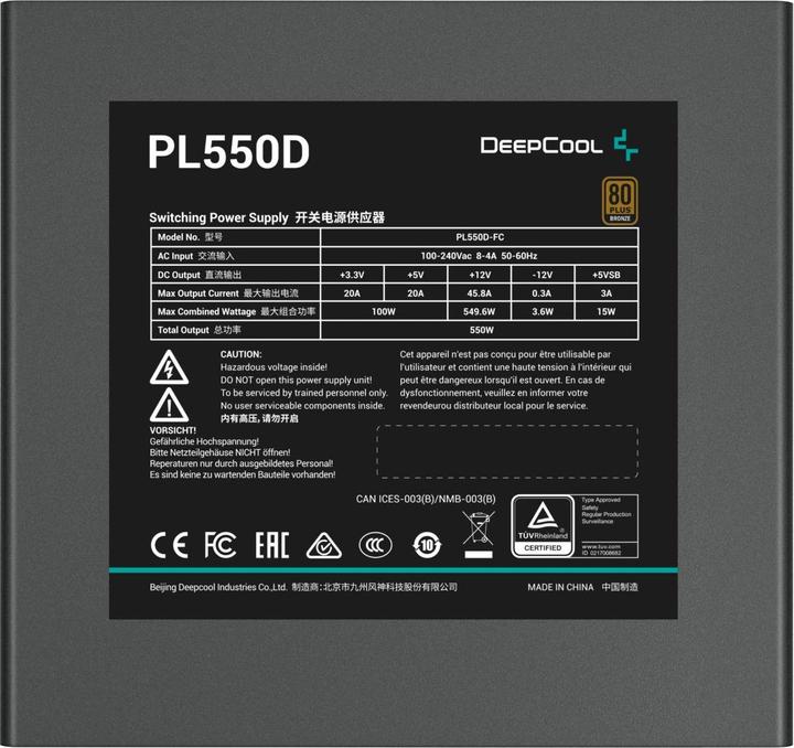 Actual product image Deepcool PL550-D 500W - 80+ Bronze ATX 3.0 (550 W)
