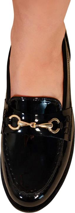 Actual product image Where's That From Womens/Ladies Cielo Metal Bar Faux Leather Round Toe Loafers (39)