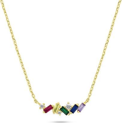 Brilio Silver - Decent Gold Plated Necklace with Colored Zircons NCL125Y