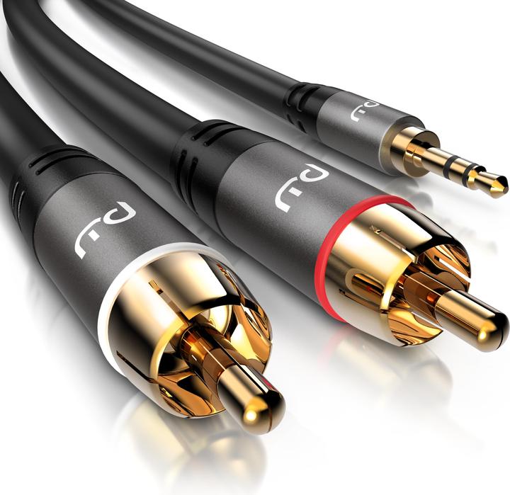 Image du produit Primewire Câble RCA - Câble audio RCA vers jack 3,5mm, RCA, AUX, adaptateur stéréo Hi-Fi multi-blindé (1 m, Jack 3,5 mm (AUX), RCA)