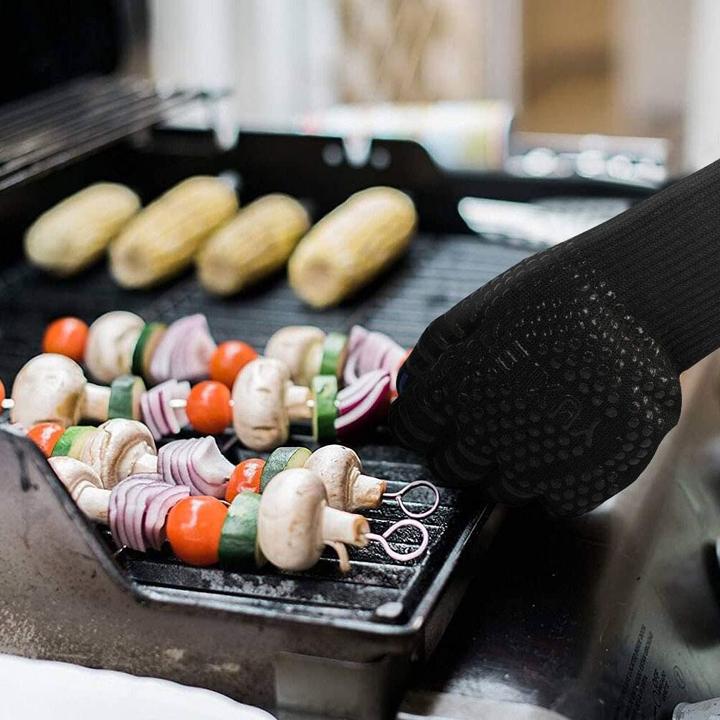 Actual product image Werkstein Heat-resistant BBQ grill gloves (Aramid fibres, heat-resistant silicone)