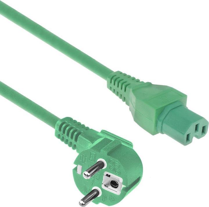 Image du produit Cordon d'alimentation connecteur CEE 7/7 mâle (angle) - C15 vert 1.5 m (1.50 m)