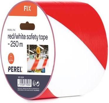Perel Rot/weiss Sicherheitsband - 250 m - Rolle (80 mm)