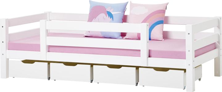Produktbild Hoppekids ECO Luxury Junior Bett 90x200cm mit 1/2 Rausfallschutz, Flexibler Lattenrost, Weiss (90 x 200 cm)