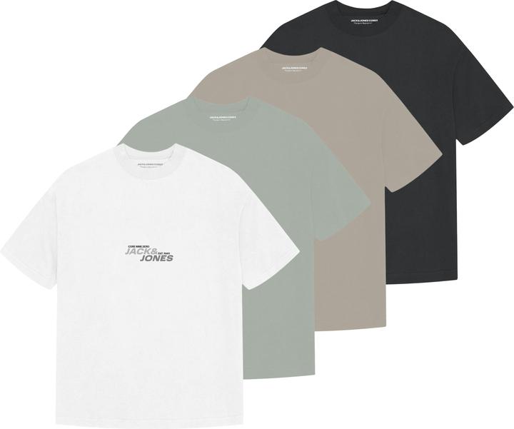 Jack & Jones T-Shirt Casual Bequem sitzend JCOTARMAC BRANDING TEE CREW 4PK