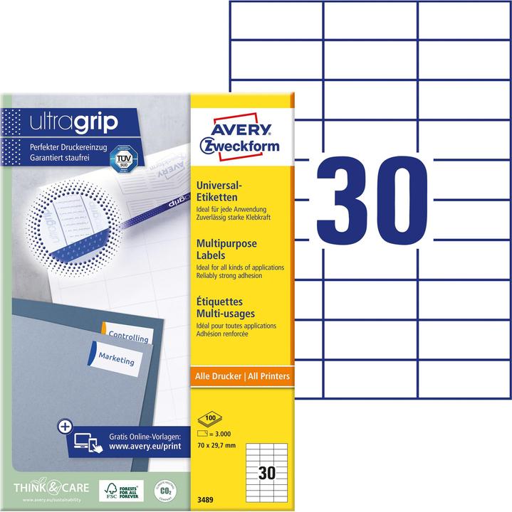 Actual product image Avery Universal labels