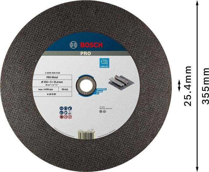 Produktbild Bosch Professional Zubehör PRO Metal Trennscheibe, 355 x 2,8 x 25,4 mm