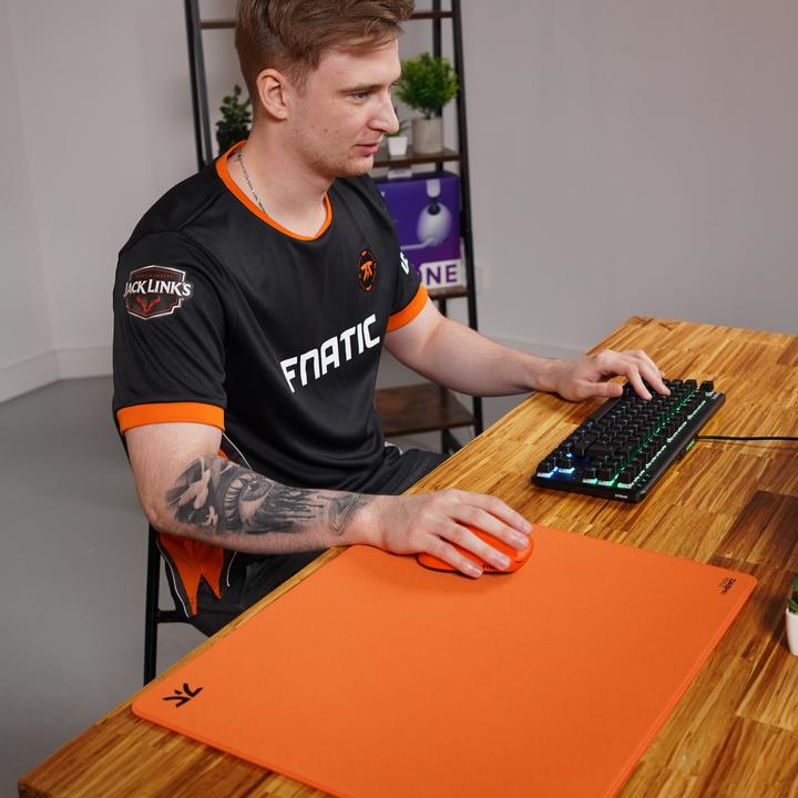 Actual product image Fnatic Max Focus 3 XL Pro Gaming Mouse Mat, Sunrise Orange Smooth Cloth Control Surface, Water Resis (XL)
