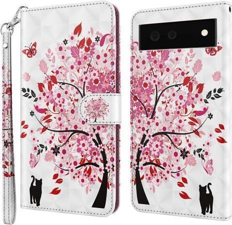 Produktbild Cover-Discount Google Pixel 6 - Etui Glitzer Effekt Baum rosa (Google Pixel 6)