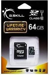 Image du produit G.Skill Carte mémoire flash (adaptateur microSDXC vers SD inclus) (64 Go, SDXC, UHS-I)