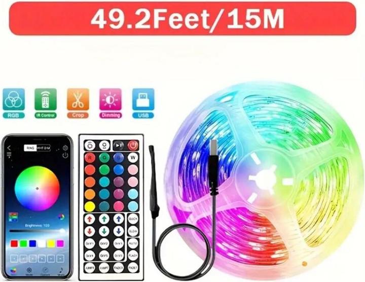 Immagine prodotto Champ Striscia LED da 15 metri con controllo tramite app (RGB, 1500 cm, Interno)