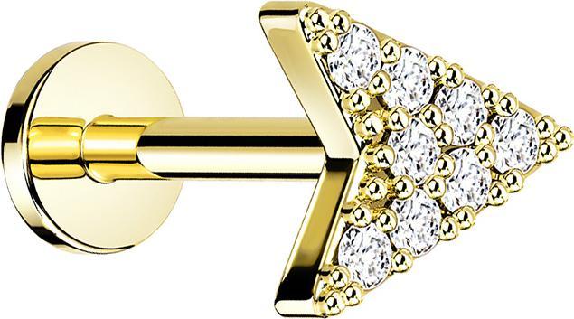 Produktbild Star Piercing Micro Labret Innengewinde vergoldet Pfeil mit Kristall (Chirurgenstahl 316L, Messing)