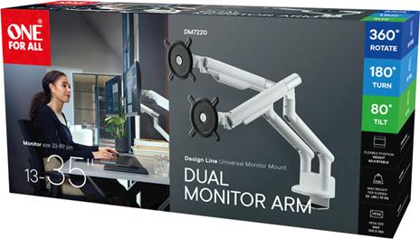 Actual product image One for All Monitor mount design dual white (Table, 35")