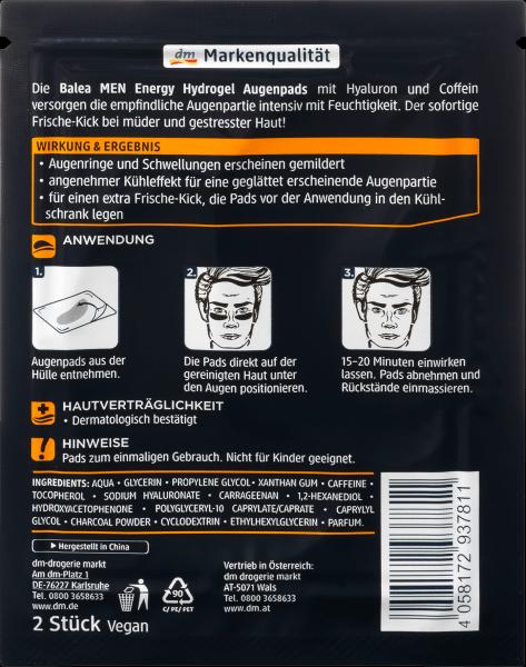 Produktbild dm Balea MEN Energy Hydrogel Augenpads (Patches, Tag)