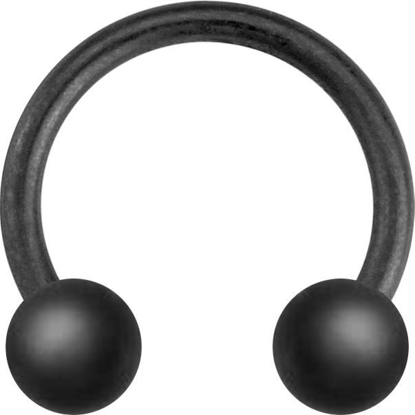 Star Piercing Micro Circular Barbell schwarz matt mit zwei Kugeln (ohne Messing, Chirurgenstahl 316L)