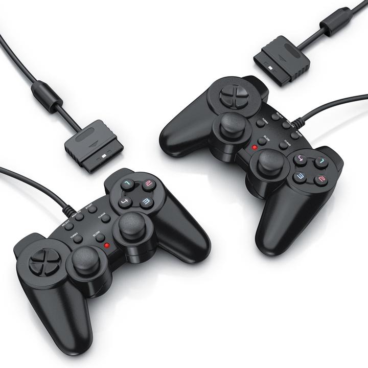 Produktbild CSL 2x PlayStation Controller, PS2 Gamepad mit Dual Vibration (Rumble Effekt), Präzision & Komfort (PS2)