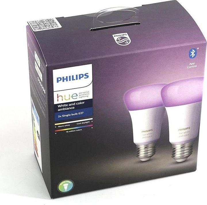 Produktbild Philips Hue White & Color Ambiance BT (E27, 9.50 W, 806 lm, 2 x, F)