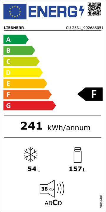 Energy Label Liebherr Fridge-freezer CU 2331 Smart Frost A++ (Stand-alone, 217 l)