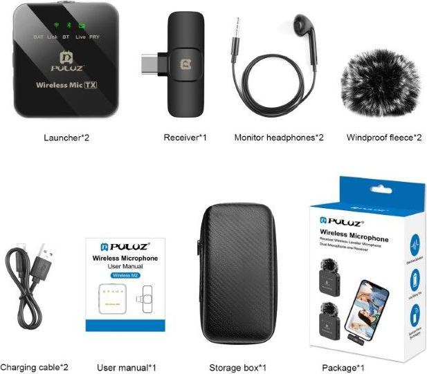 Produktbild Puluz Dual Lavalier Mikrofon USB-C