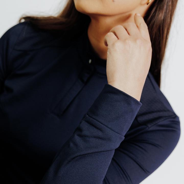 Immagine prodotto Fouganza Polo da equitazione 500 a manica lunga da donna blu (38)