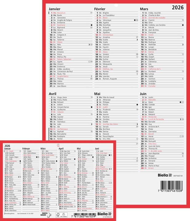 Produktbild Biella Tafelkalender (22.5 x 15.5 cm, Kein Einband, Deutsch)