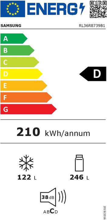 Energy Label Samsung RL36R8739B1/EC premium black steel (368 l)
