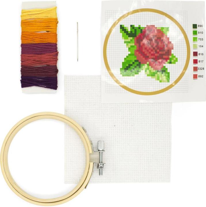 Immagine prodotto Kikkerland Mini kit per ricamo a punto croce - Rosa