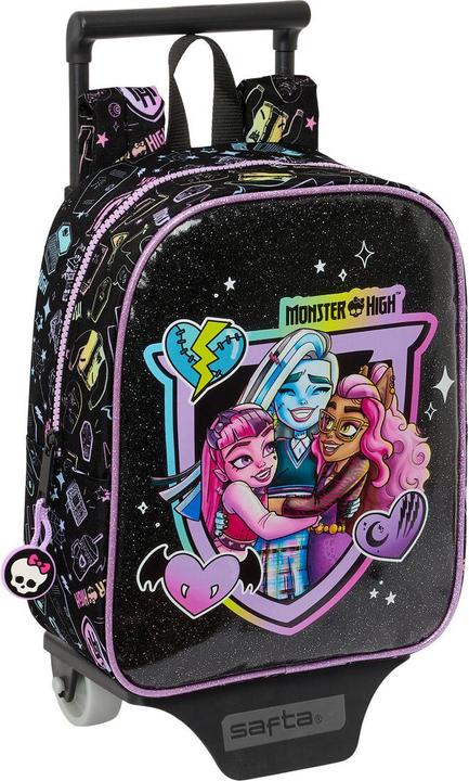 Produktbild Monster High Schulrucksack mit Rädern Schwarz 22 x 27 x 10 cm
