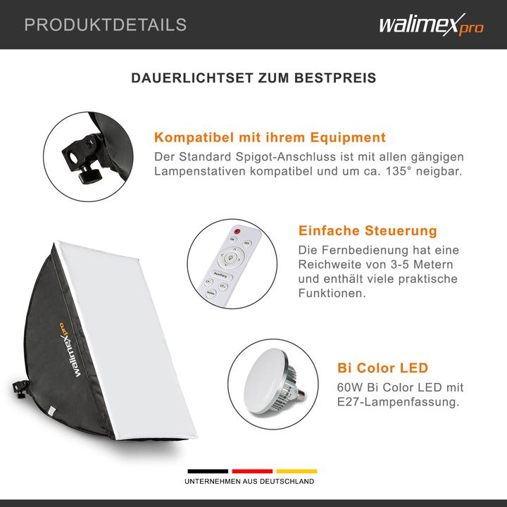 Produktbild Walimex pro 60W Softbox Bi Color Kit 2 (Softbox)